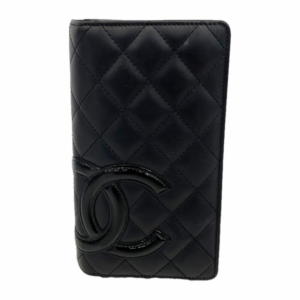 CHANEL Black Lambskin Leather Wallet